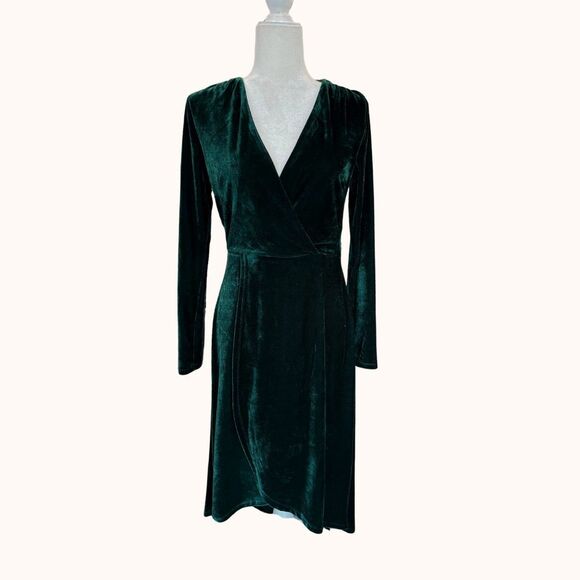 NWT Lulus Silver Screen Emerald Green Velvet Long Sleeve Midi Dress - Picture 4 of 5